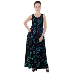 Cartoon, Halloween, Black, Dark Empire Waist Velour Maxi Dress