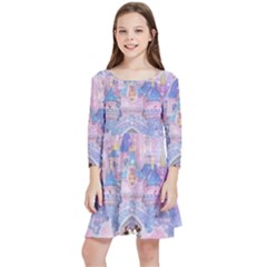 Disney Castle, Mickey And Minnie Kids  Quarter Sleeve Skater Dress