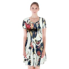 Mickey Mouse, Cartoon, Cartoon Character Short Sleeve V-neck Flare Dress