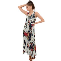 Mickey Mouse, Cartoon, Cartoon Character V-neck Chiffon Maxi Dress