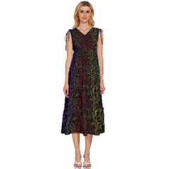 Minimal Glory V-neck Drawstring Shoulder Sleeveless Maxi Dress