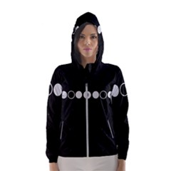 Moon Phases, Eclipse, Black Women s Hooded Windbreaker