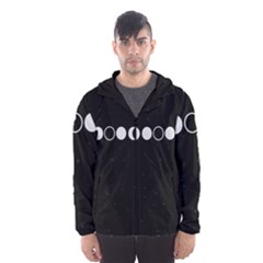 Moon Phases, Eclipse, Black Men s Hooded Windbreaker