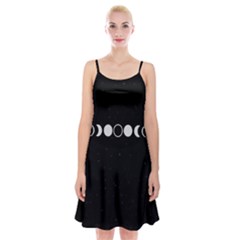 Moon Phases, Eclipse, Black Spaghetti Strap Velvet Dress