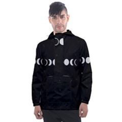 Moon Phases, Eclipse, Black Men s Front Pocket Pullover Windbreaker