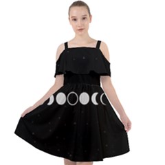 Moon Phases, Eclipse, Black Cut Out Shoulders Chiffon Dress