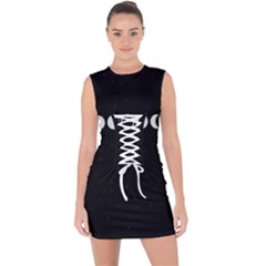 Moon Phases, Eclipse, Black Lace Up Front Bodycon Dress