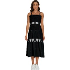 Moon Phases, Eclipse, Black Sleeveless Shoulder Straps Boho Dress