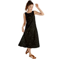Simple Starry Sky, Alone, Black, Dark, Nature Summer Maxi Dress