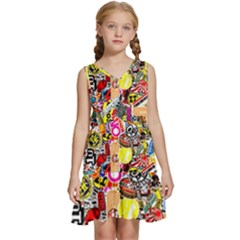 Sticker Bomb, Art, Cartoon, Dope Kids  Sleeveless Tiered Mini Dress