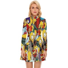 The Simpsons, Cartoon, Crazy, Dope Long Sleeve Velour Longline Dress