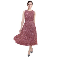 Abstract, Edge Style, Pink, Purple, Round Neck Boho Dress