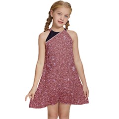 Abstract, Edge Style, Pink, Purple, Kids  Halter Collar Waist Tie Chiffon Dress