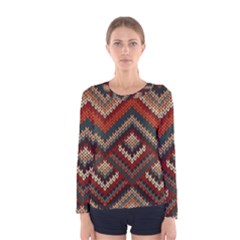 Fabric Abstract Pattern Fabric Textures, Geometric Women s Long Sleeve T-shirt