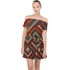 Fabric Abstract Pattern Fabric Textures, Geometric Off Shoulder Chiffon Dress