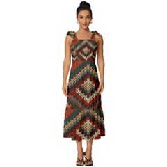 Fabric Abstract Pattern Fabric Textures, Geometric Tie-strap Tiered Midi Chiffon Dress