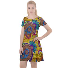 Pattern, Abstract Pattern, Colorful, Cap Sleeve Velour Dress 