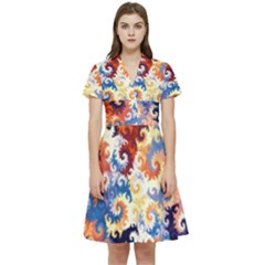 Spirals, Colorful, Pattern, Patterns, Twisted Short Sleeve Waist Detail Dress
