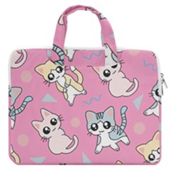 Cute Animal Little Cat Seamless Pattern Macbook Pro 16  Double Pocket Laptop Bag 