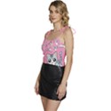 Cute Animal Little Cat Seamless Pattern Flowy Camisole Tie Up Top View2