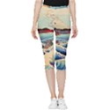 Wave Japanese Mount Fuji Inside Out Lightweight Velour Capri Leggings  View1