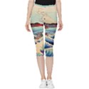 Wave Japanese Mount Fuji Inside Out Lightweight Velour Capri Leggings  View3