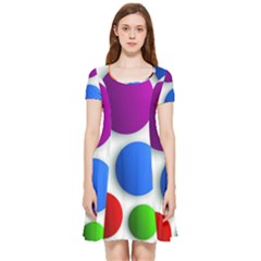 Abstract Dots Colorful Inside Out Cap Sleeve Dress