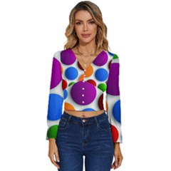 Abstract Dots Colorful Long Sleeve V-neck Top