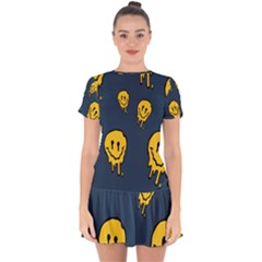Aesthetic, Blue, Mr, Patterns, Yellow, Tumblr, Hello, Dark Drop Hem Mini Chiffon Dress