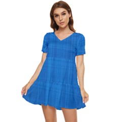 Blue Abstract, Background Pattern, Texture Tiered Short Sleeve Babydoll Dress