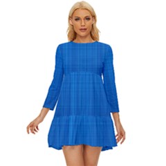 Blue Abstract, Background Pattern, Texture Long Sleeve Babydoll Dress