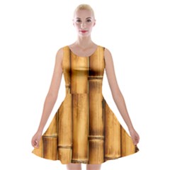 Brown Bamboo Texture  Velvet Skater Dress