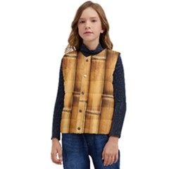 Brown Bamboo Texture  Kid s Button Up Puffer Vest	