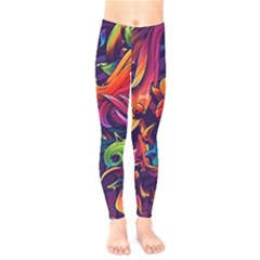 Colorful Floral Patterns, Abstract Floral Background Kids  Classic Winter Leggings