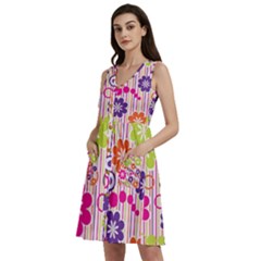 Colorful Flowers Pattern Floral Patterns Sleeveless Dress With Pocket by nateshop