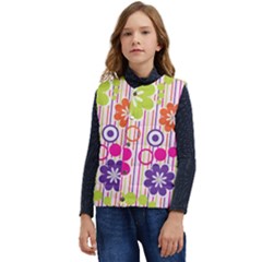 Colorful Flowers Pattern Floral Patterns Kid s Button Up Puffer Vest	
