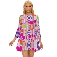Colorful Flowers Pattern Floral Patterns Long Sleeve Babydoll Dress