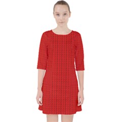 Ed Lego Texture Macro, Red Dots Background, Lego, Red Quarter Sleeve Pocket Dress