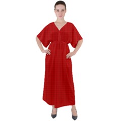 Ed Lego Texture Macro, Red Dots Background, Lego, Red V-neck Boho Style Maxi Dress