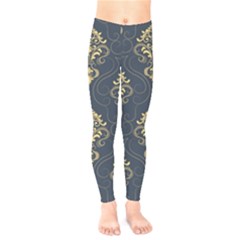 Floral Damask Pattern Texture, Damask Retro Background Kids  Classic Winter Leggings