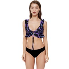 Multicolor Disney , Corazones, Mouse Low Cut Ruffle Edge Bikini Top