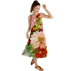 Painted Flowers Texture, Floral Background Summer Maxi Dress