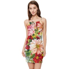 Painted Flowers Texture, Floral Background Summer Tie Front Dress