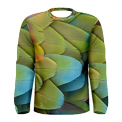 Parrot Feathers Texture Feathers Backgrounds Men s Long Sleeve T-shirt