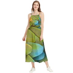 Parrot Feathers Texture Feathers Backgrounds Boho Sleeveless Summer Dress