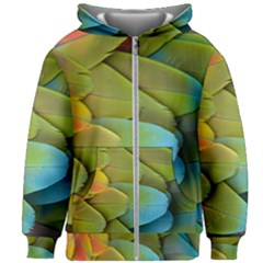 Parrot Feathers Texture Feathers Backgrounds Kids  Zipper Hoodie Without Drawstring