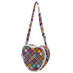 Pattern, Colorful, Floral, Patter, Texture, Tiles Heart Shoulder Bag