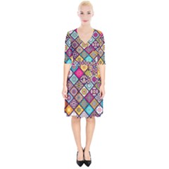 Pattern, Colorful, Floral, Patter, Texture, Tiles Wrap Up Cocktail Dress
