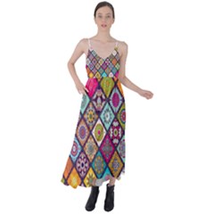 Pattern, Colorful, Floral, Patter, Texture, Tiles Tie Back Maxi Dress