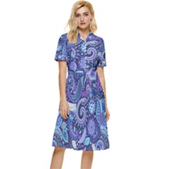 Patterns, Doodles, Pattern, Colorful, Textu Button Top Knee Length Dress